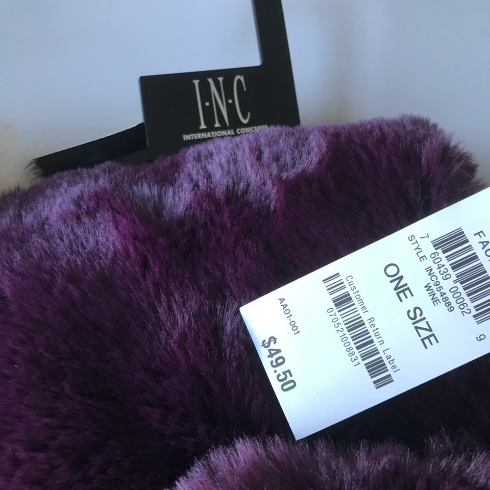 INC International Concepts Purple Faux Fur Scarf